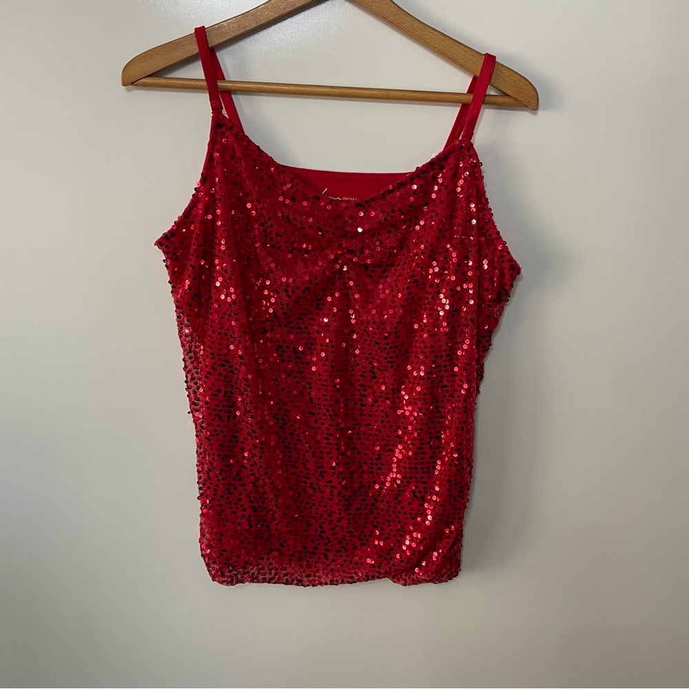 Lane Bryant Sequined Red Camisole Womens 2X Shimmer Layer Top Mobwife Holiday
